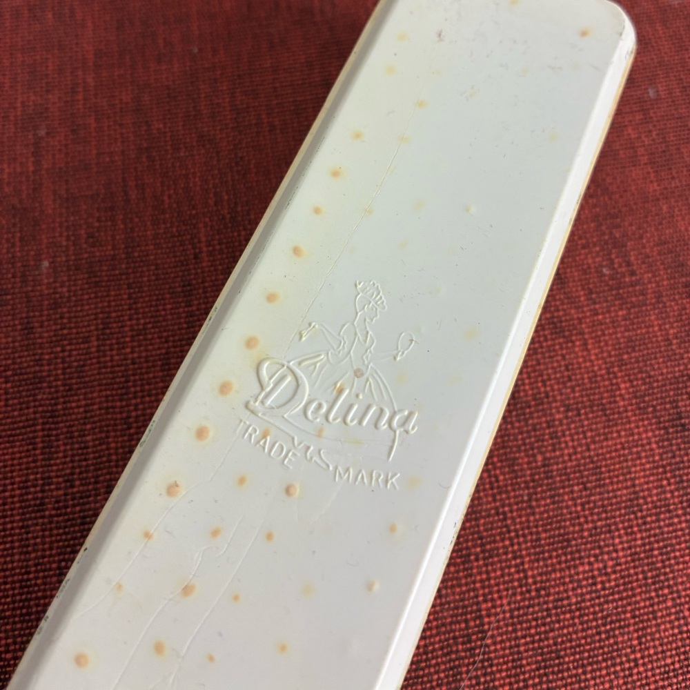 Vintage Delina Vanity Brush Set Needlepoint Floral Hair Brush & Clothing Brush - Picture 8 of 8